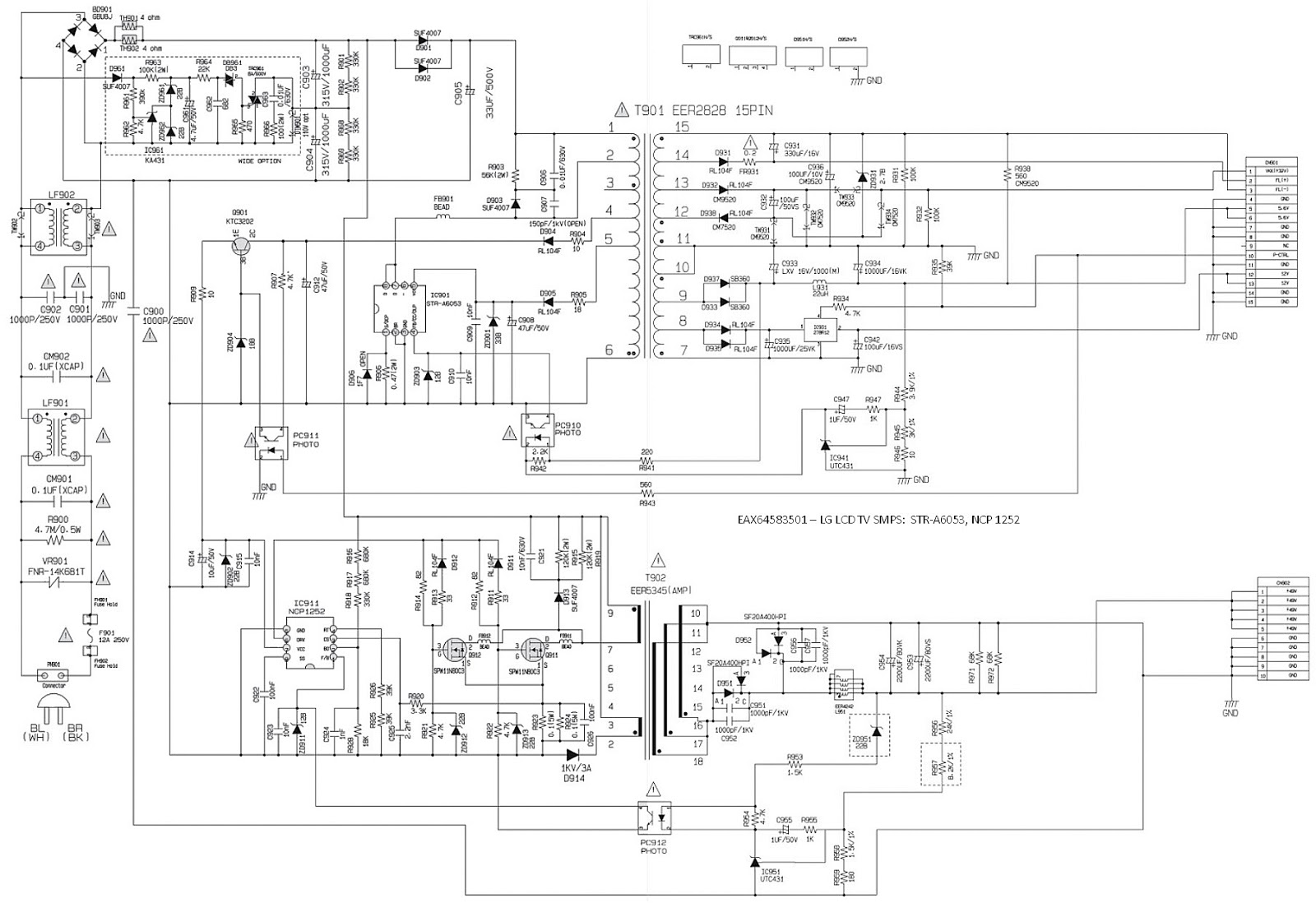 Schematic Diagrams: EAX64583501 – LG LCD TV SMPS: Schematic