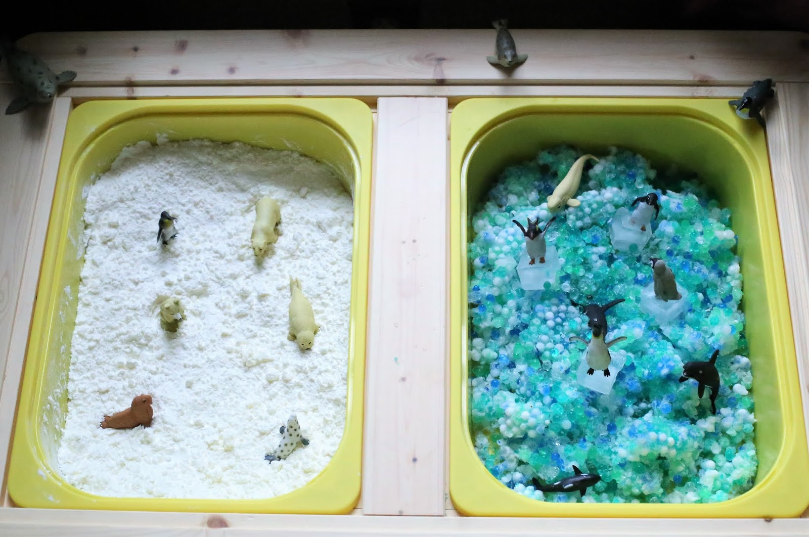 Our Five Ring Circus: Arctic Sensory Bin for Indoor Winter Sensory Play