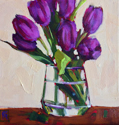 acrylic tulips painting paintings tulip flowers flower purple macdonald inch 8x8 daily abstract kelley oil acrylics canvas kelleymacdonalddailypaint artist watercolor