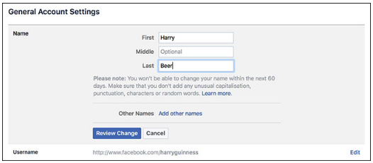 Can I Change My Name On Facebook Account