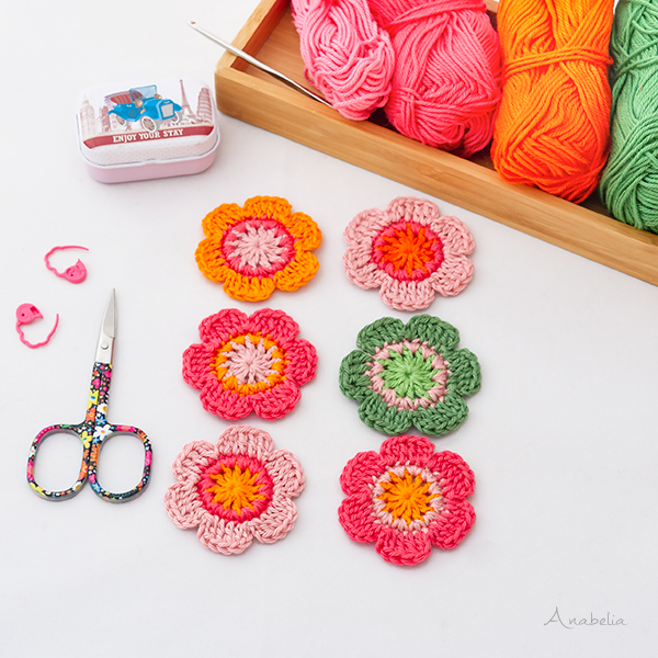 Crochet flower 1_2020 free pattern, Anabelia Craft Design
