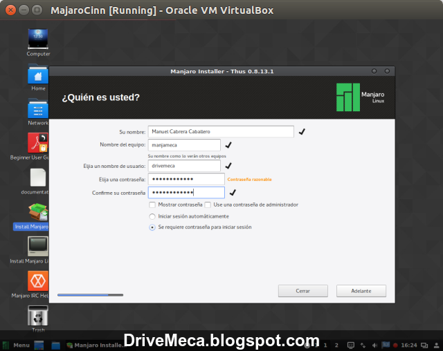 DriveMeca instalando Linux Manjaro Cinnamon paso a paso