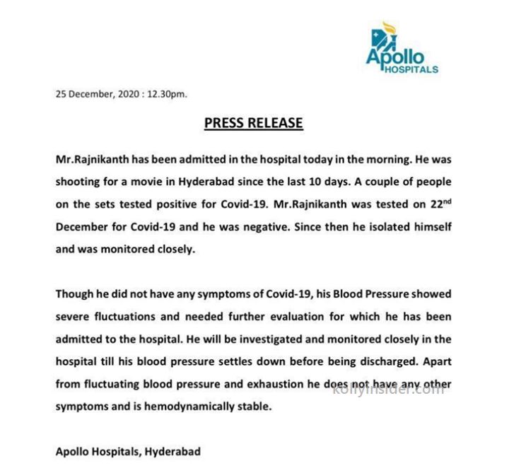Superstar Rajinikanth hospitalized