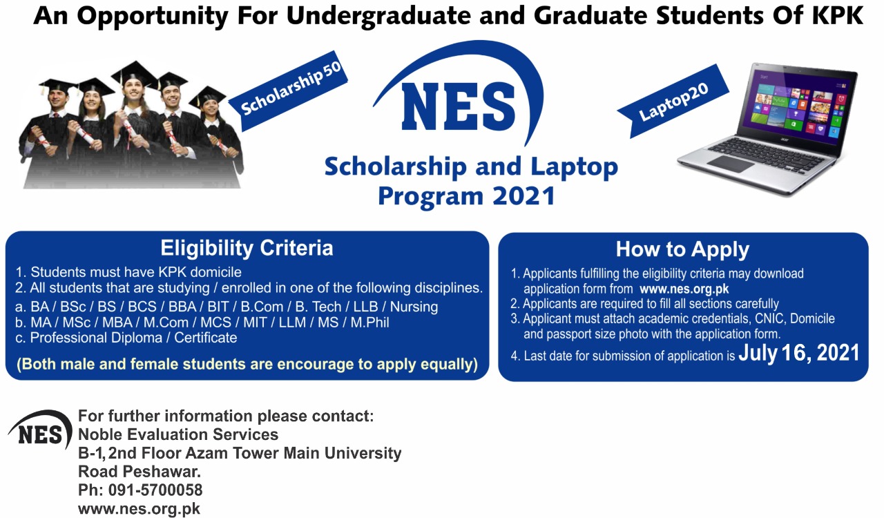 NES Laptop & Scholarship Program 2021 For KPK Students
