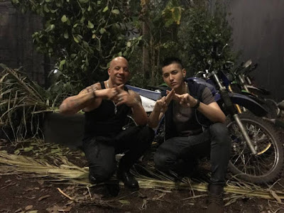 Vin Diesel and Kris Wu on the set of xXx: Return of Xander Cage