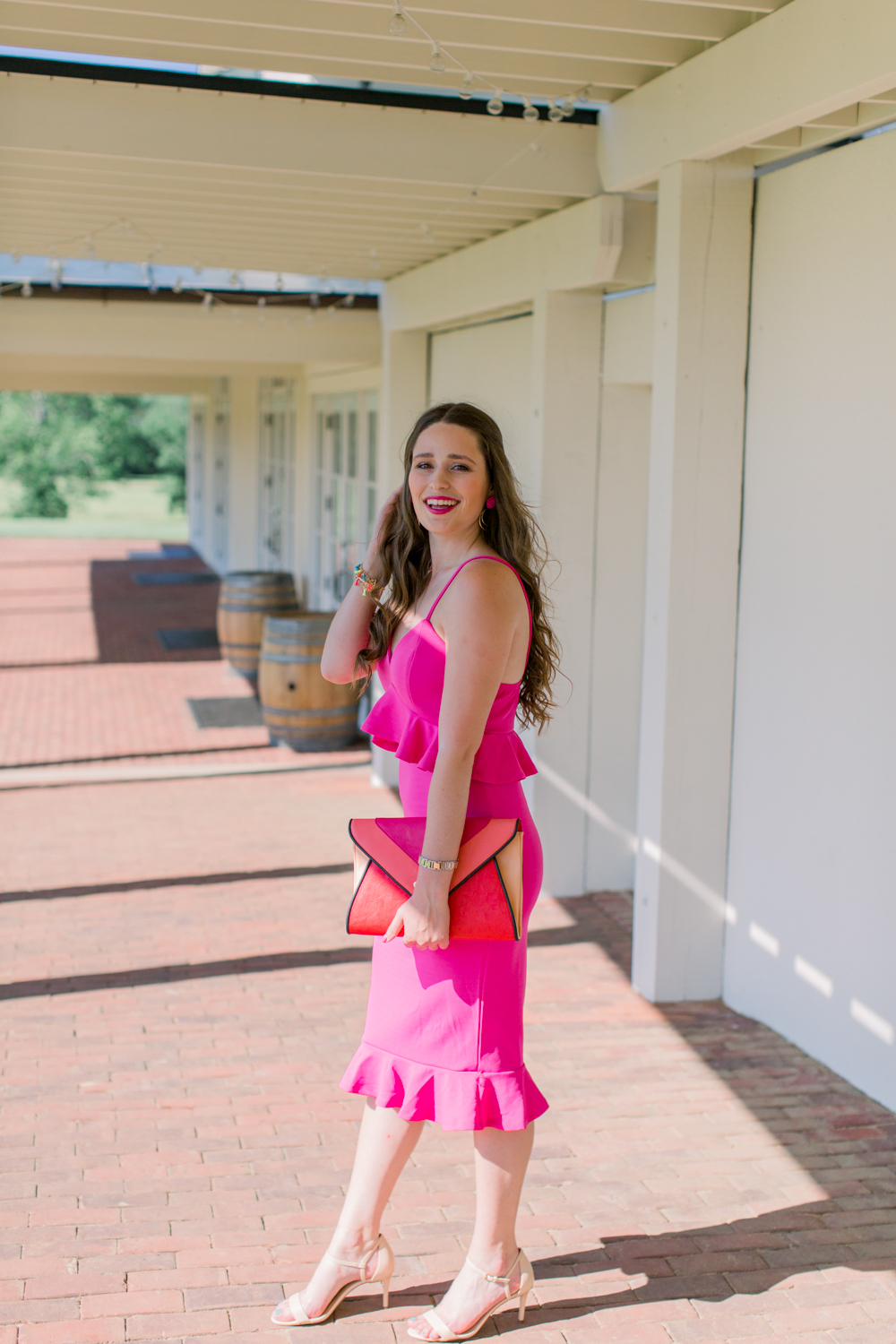 pink wedding guest dress