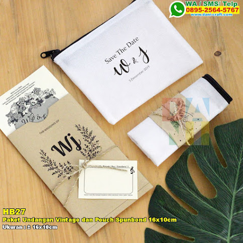 Paket Undangan Vintage Dan Pouch Spunbond 16x10cm