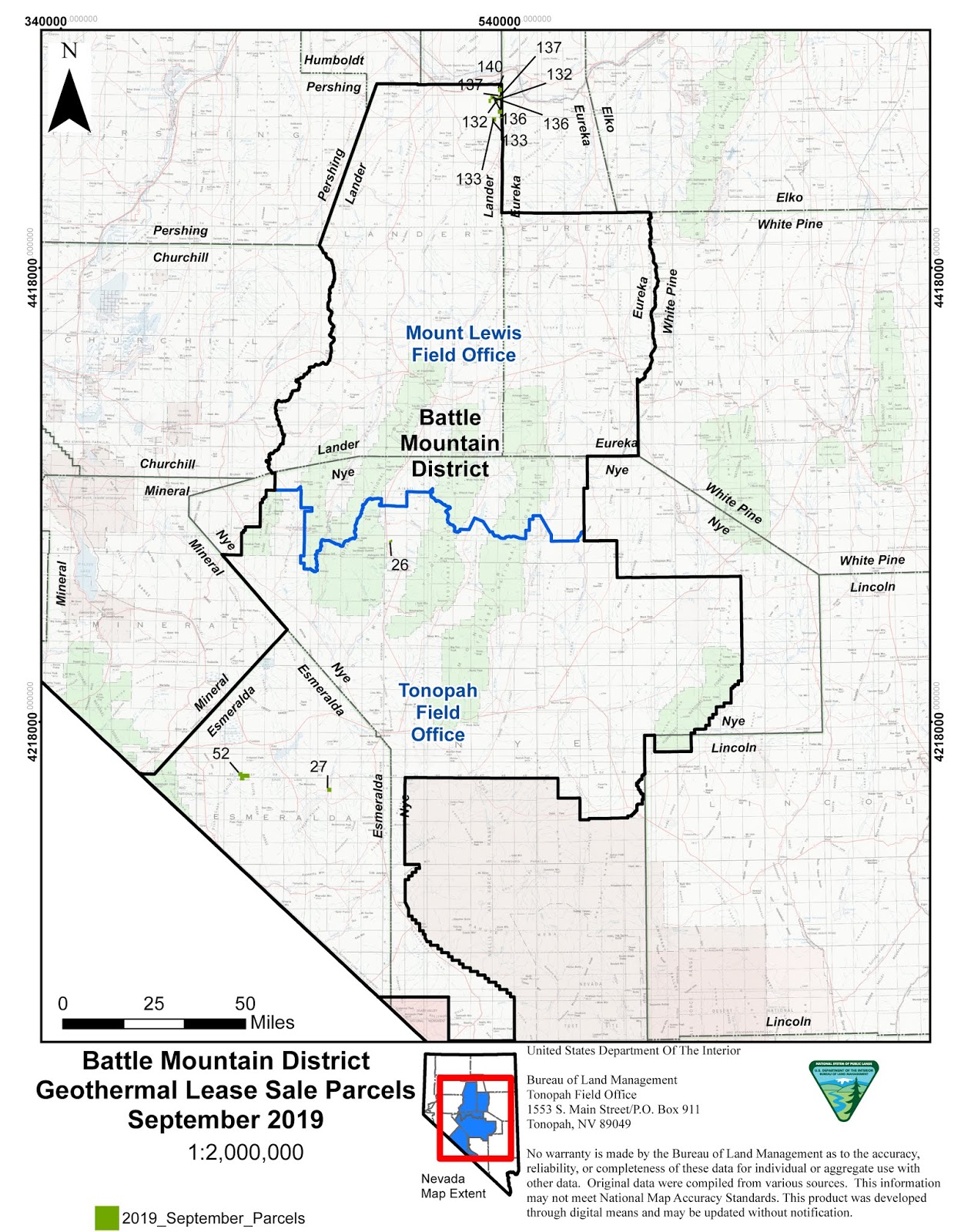 USA, Nevada Battle Mountain District Geothermal Leasing Public Review