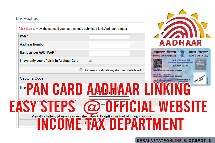 PAN CARD AADHAAR LINKING EASY STEPS OFFICIAL WEBSITE TAX