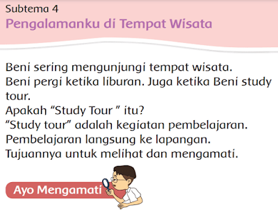 Subtema 4 Pengalamanku di Tempat Wisata Kelas 2 tema 5 www.simplenews.me