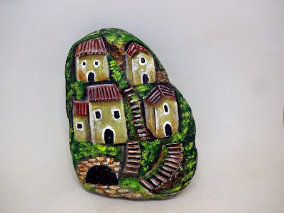 COMO PINTAR PIEDRAS CON PUEBLO DE MONTAÑA PASO A PASO
