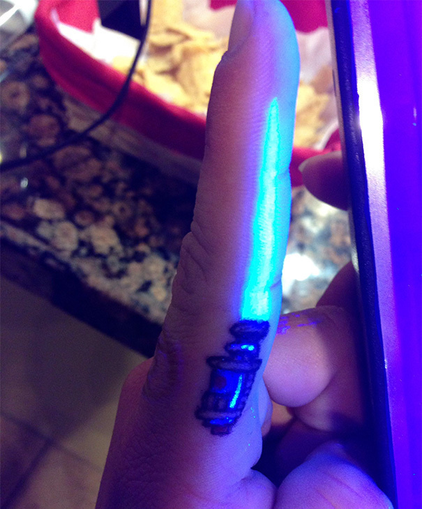 #20. A glowing light saber. - 30 Glow-In-The-Dark Tattoos That’ll Make You Turn Out The Lights. #20. A glowing light saber. - 30 Glow-In-The-Dark Tattoos That’ll Make You Turn Out The Lights.