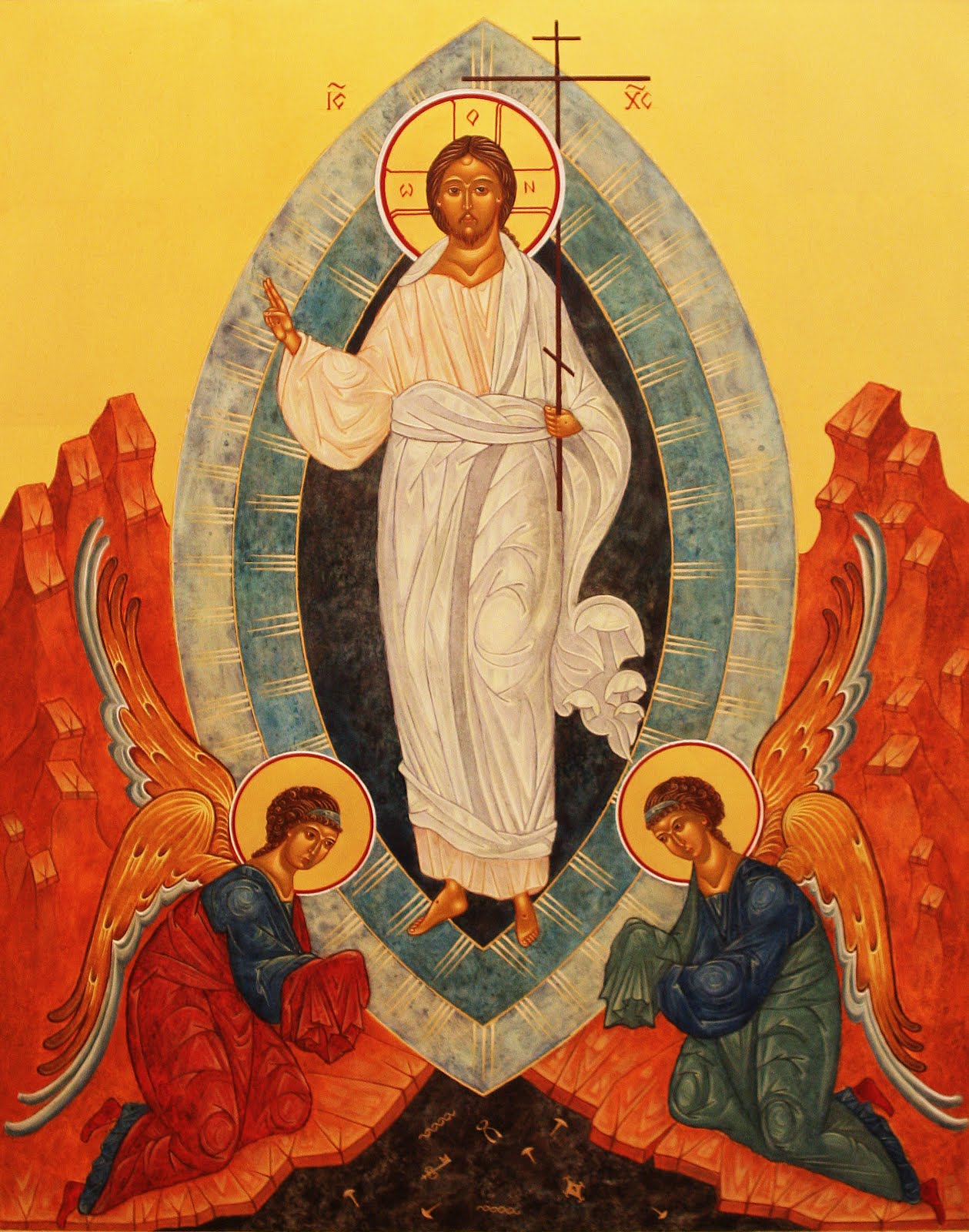 Воскресная икона. Воскрешение Иисуса Христа икона. Мандорла на иконе. Икона Иисус Христос мандорла. Христос Воскресе икона православная.