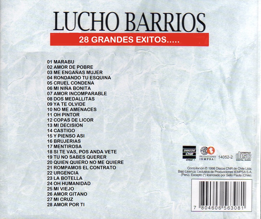 Cd Lucho Barrios-28 grandes exitos LuchoB