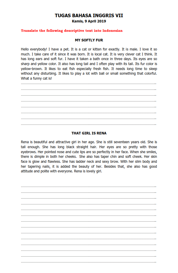 Tugas Bahasa Inggris VII Media Belajar Bersama Tugas Bahasa Inggris VII Media Belajar Bersama