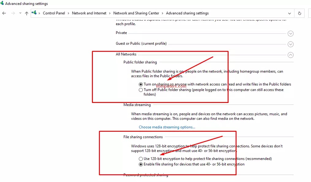 advanced sharing settings menu advanced sharing settings windows 10