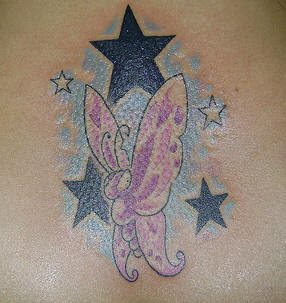 Butterfly and stars tattoo ~ TATTO69