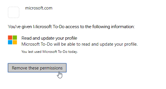 отключить или удалить учетную запись Microsoft To-Do