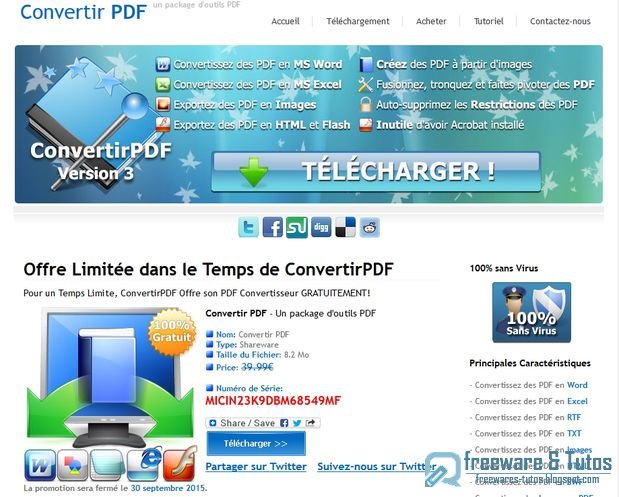 Offre promotionnelle : Convertir PDF gratuit !