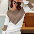 Round Neckline Color Block Loose Sweaters