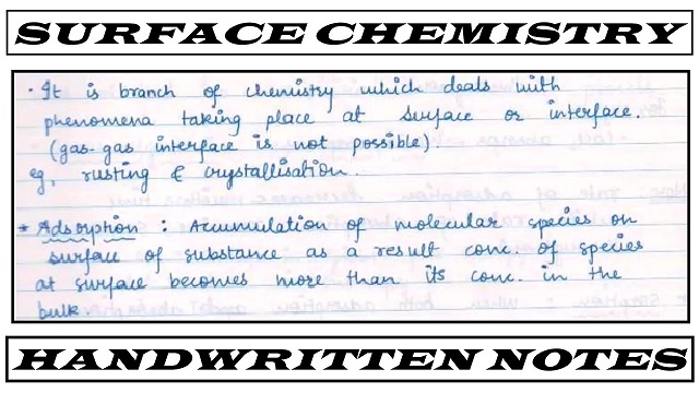 Download Class 12 Chemistry chapter 5 Surface Chemistry Handwritten Notes PDF