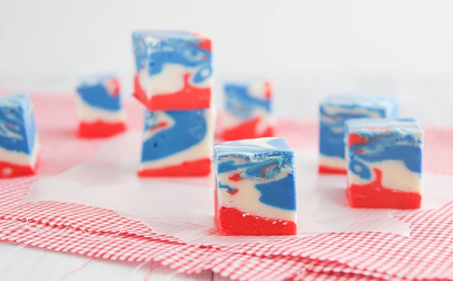 4th of July Tie Dyed White Chocolate Fudge