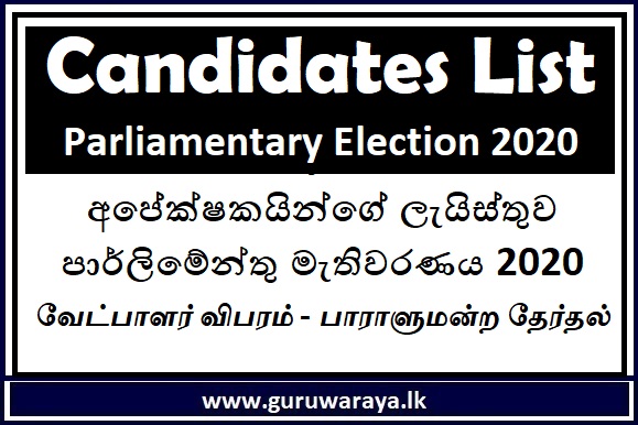 Election Candidates List : District Wise