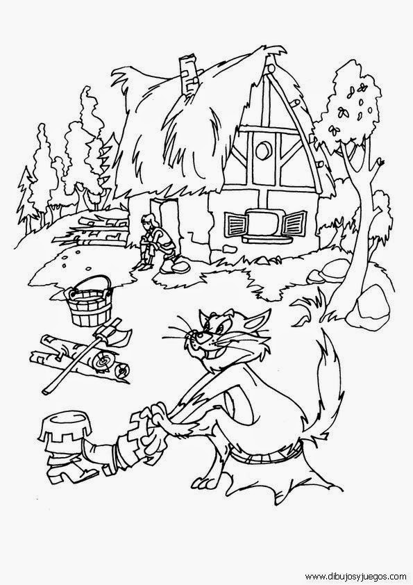Cuentos infantiles: Dibujos para colorear del Gato con Botas. Cuento