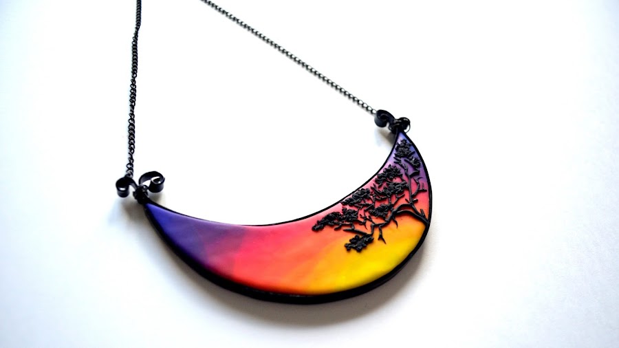 collar atardecer africano arcilla polimérica