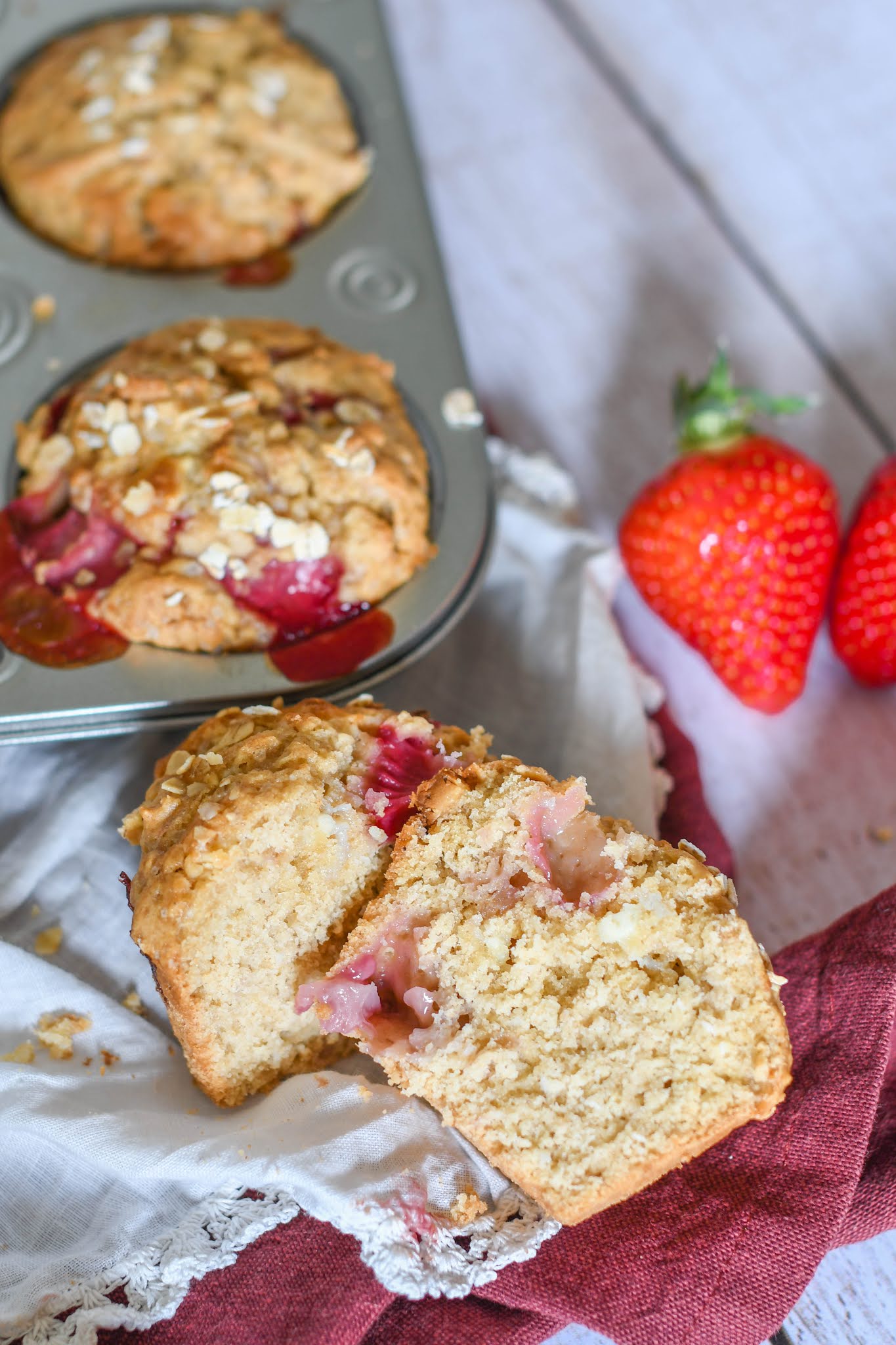 Muffins aux fraises et chocolat blanc (vegan) Rosenoisettes