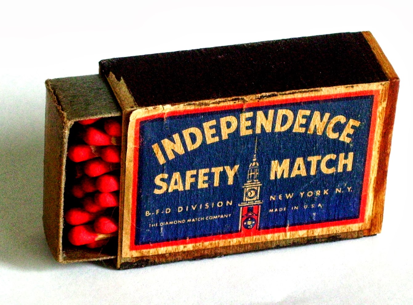 Fire Chief Match Box Wooden Matches USA Made Trans/Match Matchbox