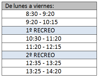 Horario del centro