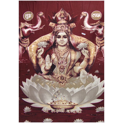 lakshmi tapestry Tapestry Laxmi Hand Painted (43x30) Indian Tapestry Vrinda ® VD