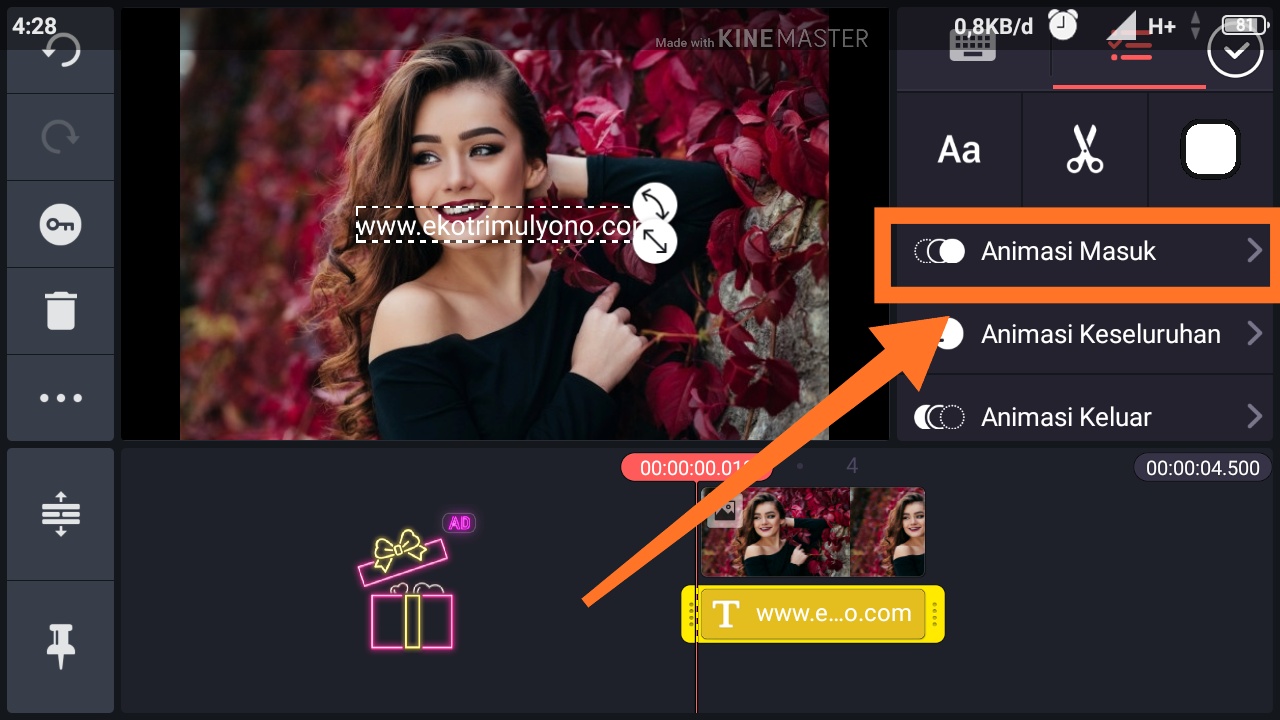 cara membuat animasi tulisan di kinemaster