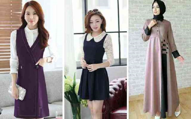 dress bluson dengan variasi rok