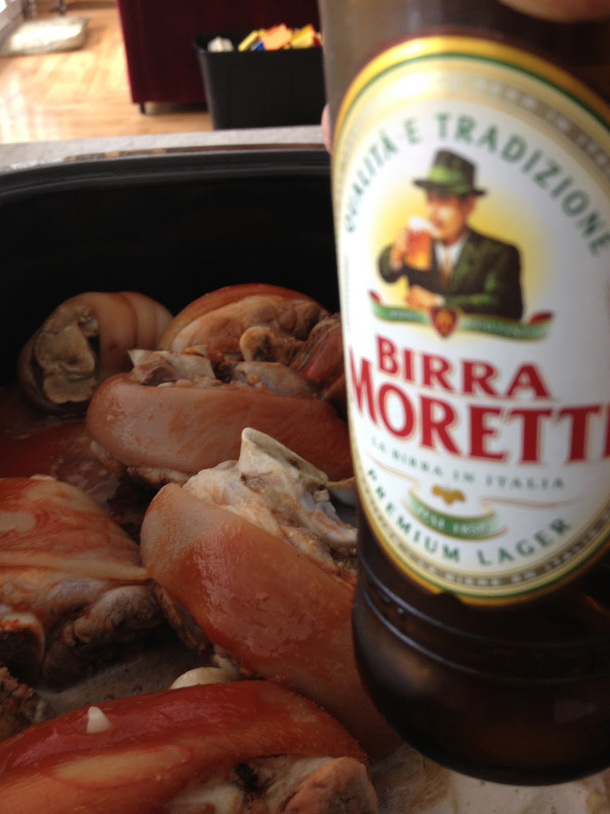 Here and There Glazed Pork Hocks in Beer with Sauerkraut