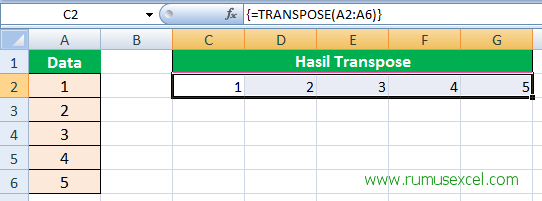 Fungsi Transpose di Excel