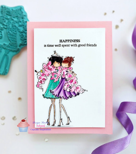 Stamping bella's Uptown girls - Pattie and Dottie- Friends forever, CIC, stampin bella, Copic markers, Polychromos, CAS card, Quillish, friendship, 