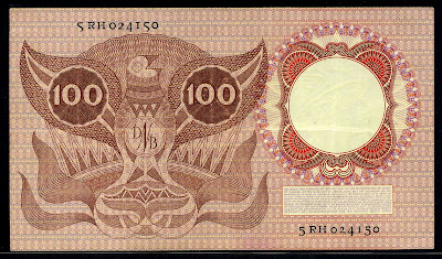 Netherlands paper money currency Dutch guilder banknotes100 Gulden note bill