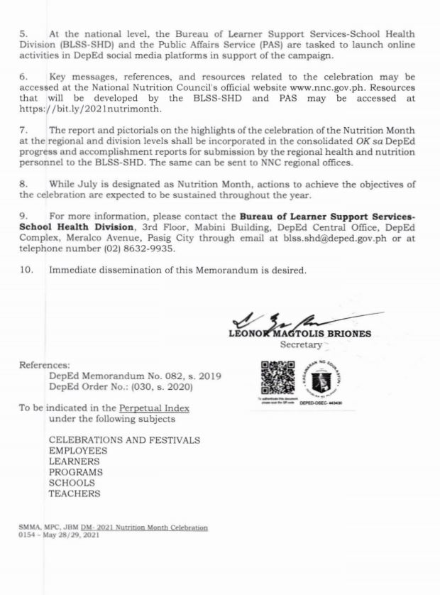 2021 NUTRITION MONTH CELEBRATION (DepEd Memorandum No. 035, s. 2021