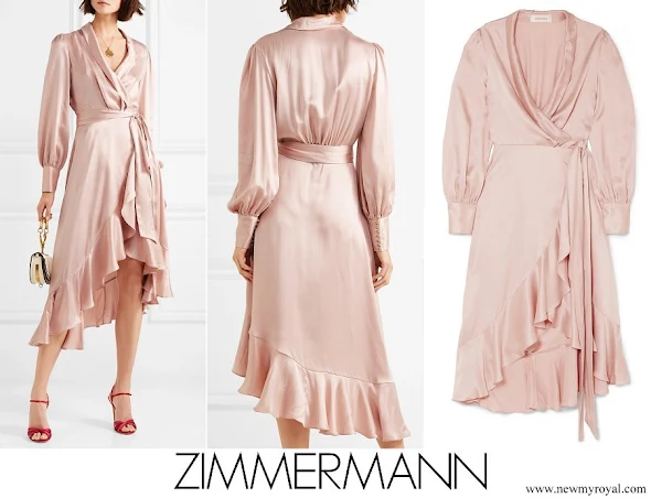 Princess Madeleine wore ZIMMERMANN Ruffled washed-silk wrap dress