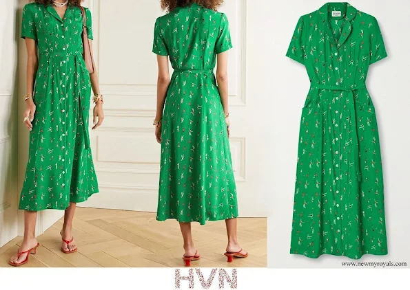 Kate Middleton wore HVN Maria belted printed silk crepe de chine midi dress