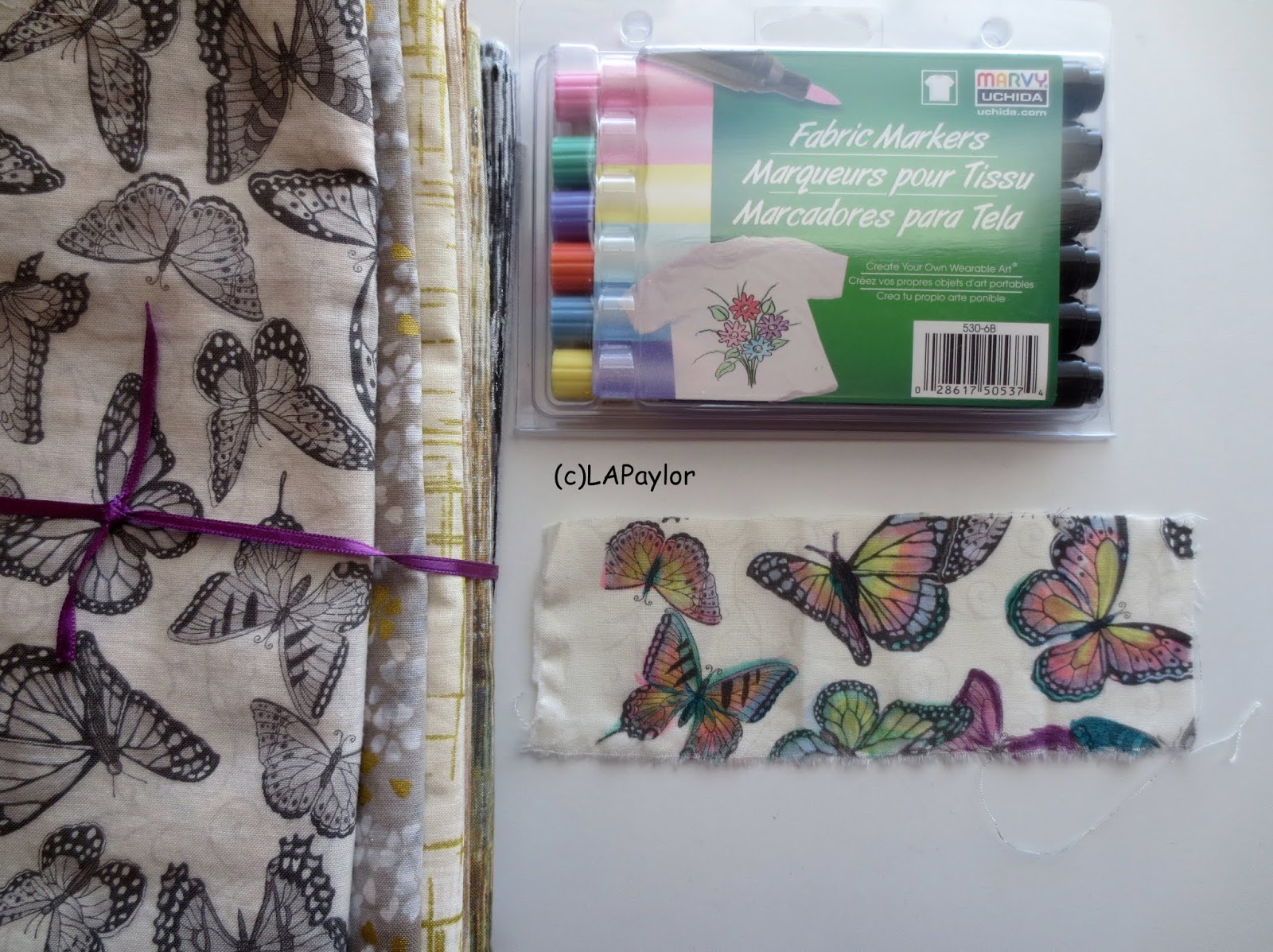 Not Afraid of Color exploring abstracts... markers on fabric