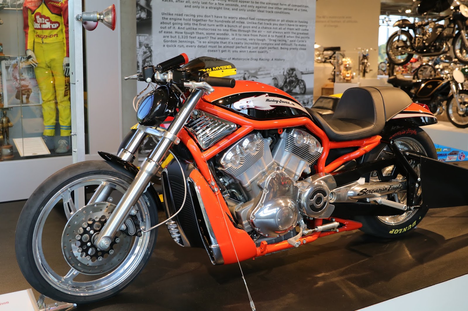 OldMotoDude 2006 HarleyDavidson VRod Drag Bike on display at the