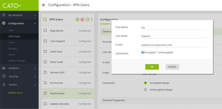 Figure 5: VPN user invitation sent from the Cato Management Application Figure 5: VPN user invitation sent from the Cato Management Application