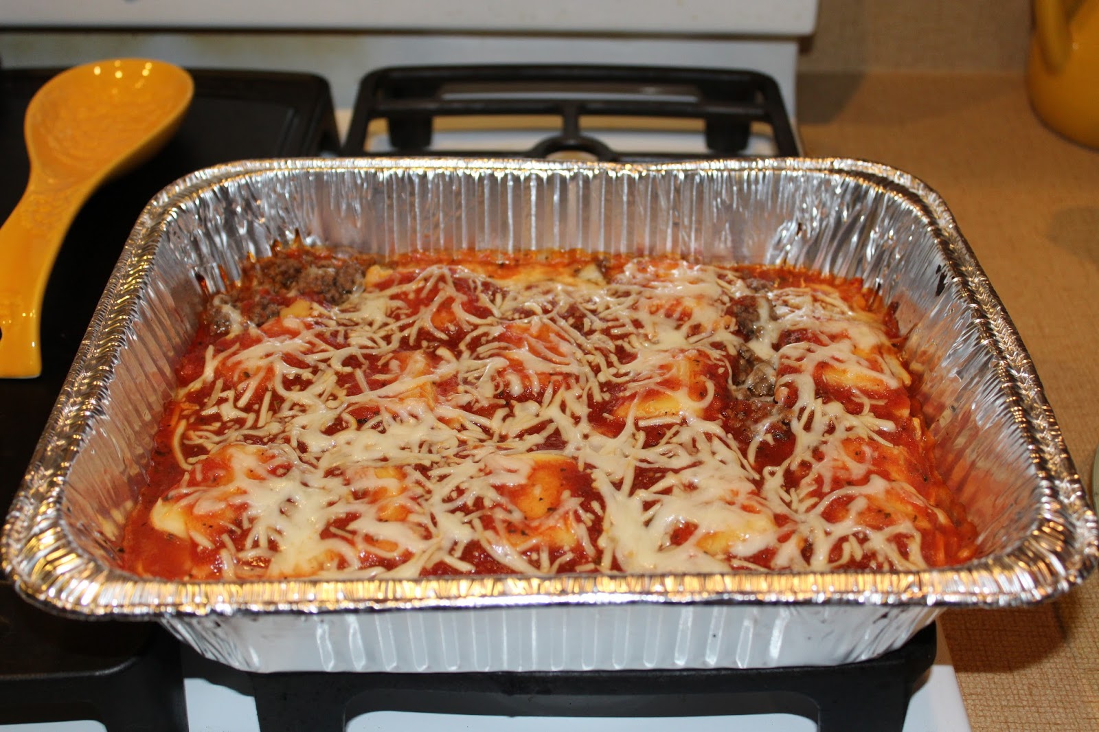 Growing to Four Baked Ravioli Freezer Meal