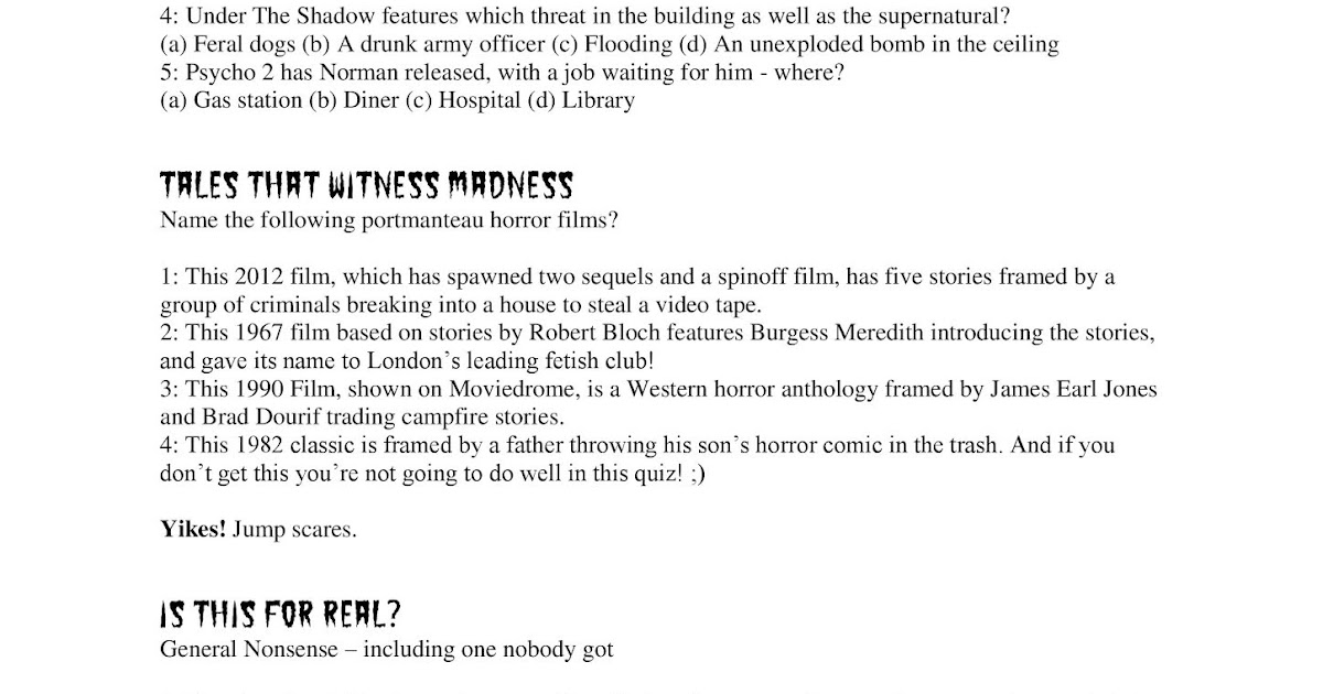 The Watch House The Cameo Quiz Scary Movie Special 2019