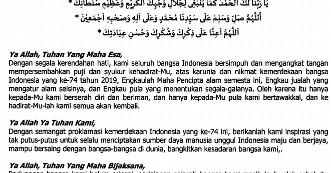 Teks Doa Upacara Bendera 17 Agustus 2018 Pdf Berbagai