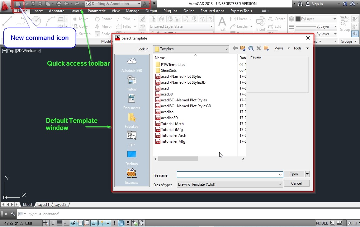 Setting up a new drawing in AutoCAD