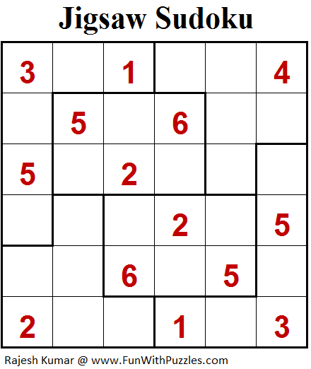 Jigsaw Sudoku (Mini Sudoku Series #94)